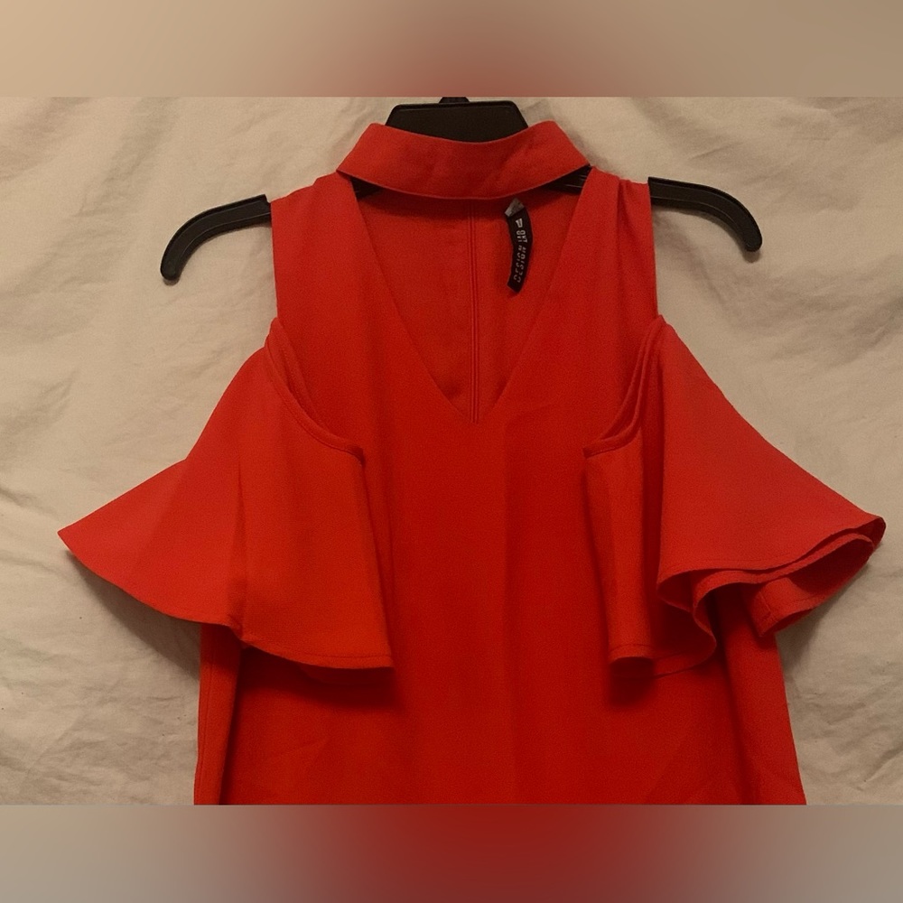 ✨⚡️💥Design Lab clove Women's Woven Cold shoulder swing dress with key hole - Picture 4 of 12
